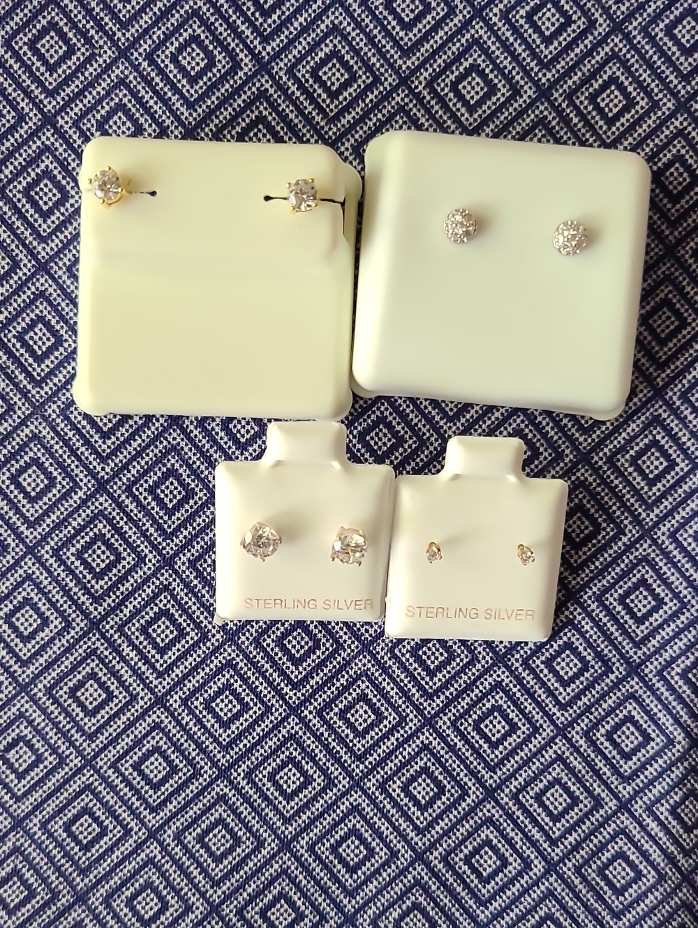 Sterling Silver Cubic Zirconia Stud Earrings - Silver